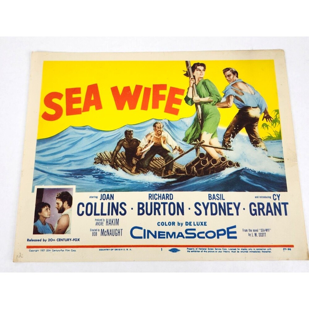 Sea Wife 1957 Lobby Card Movie Poster Joan Collins Richard Burton Thriller Drama